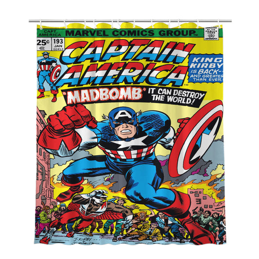 Personalized Captain America Madbomb Book Cover Shower Curtain Farmhouse Bathroom Decor