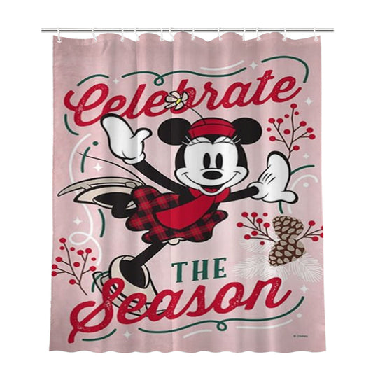 Personalized Celebrate The Season Minnie Mouse Shower Curtain Farmhouse Bathroom Decor