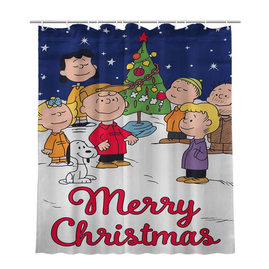 Charlie Brown Christmas Bathroom Shower Curtain Fabric Waterproof