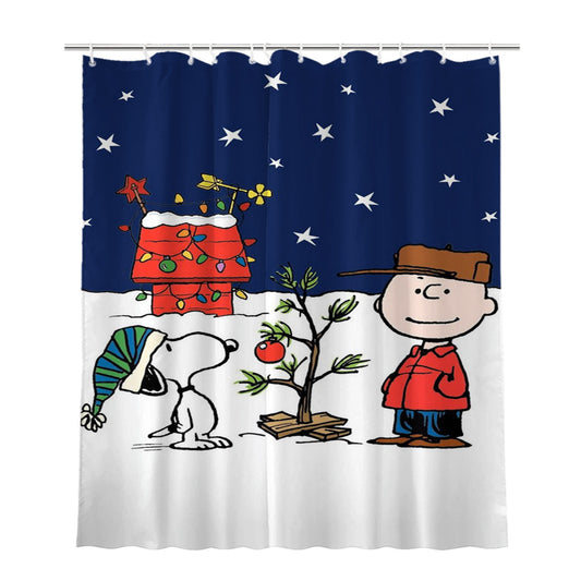 Charlie Brown Peanuts Comics Snoopy Bathroom Shower Curtain Fabric Waterproof | 66 X 72 Inch