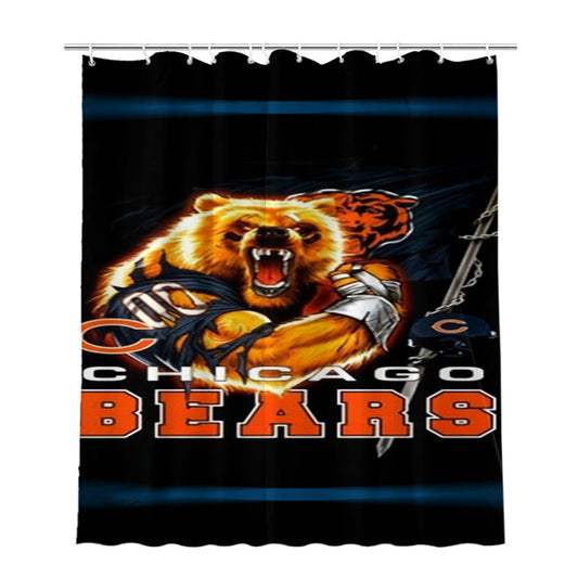 Chicago Bears Nfl Black 1 Bathroom Shower Curtain Fabric Waterproof
