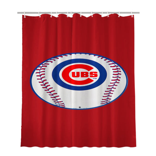 Chicago Cubs Baseball Logo Bathroom Shower Curtain Fabric Waterproof | 66 X 72 Inch