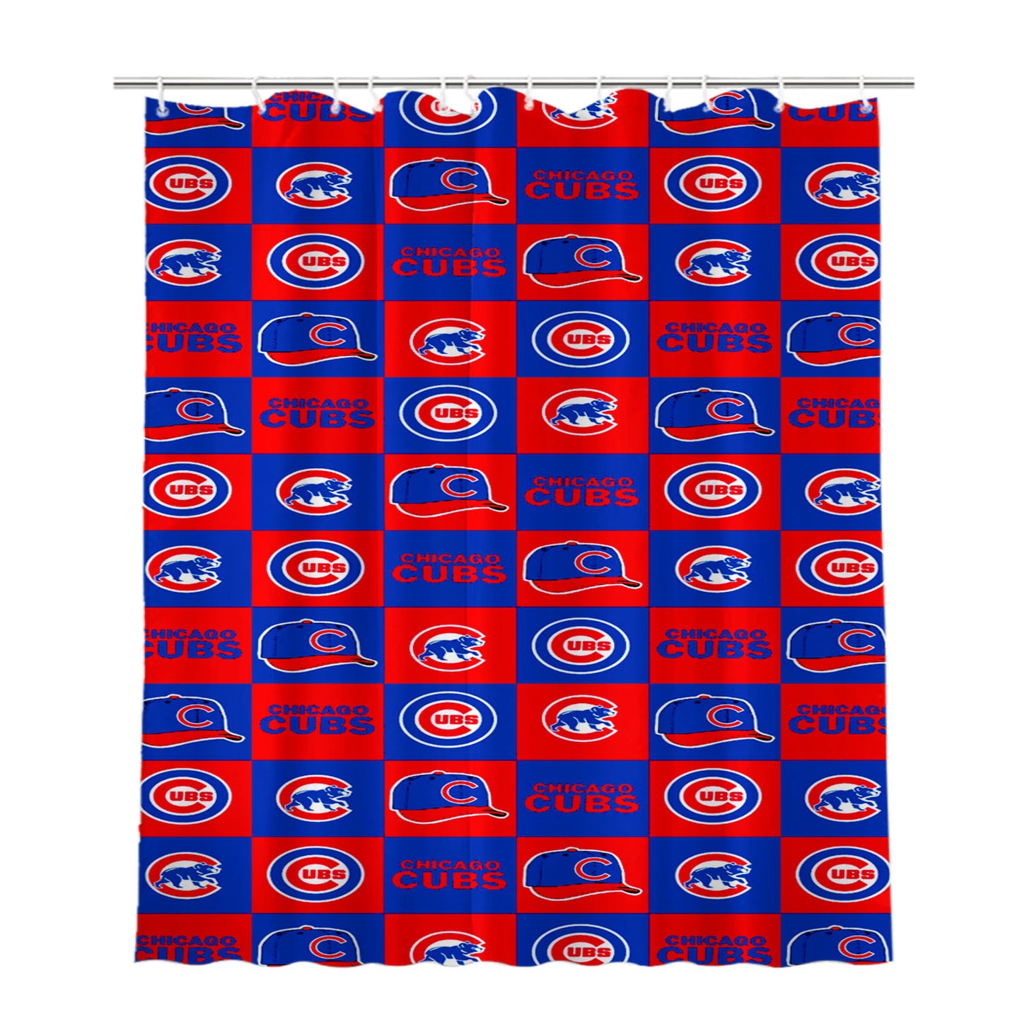 Chicago Cubs Caps Logo Bathroom Shower Curtain Fabric Waterproof | 66 X 72 Inch