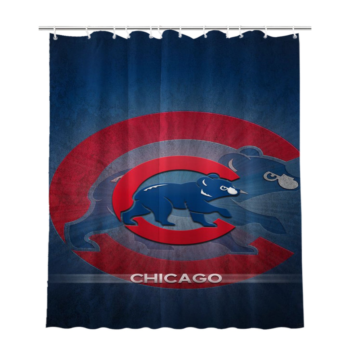 Chicago Cubs Crack Pattern Bathroom Shower Curtain Fabric Waterproof | 66 X 72 Inch
