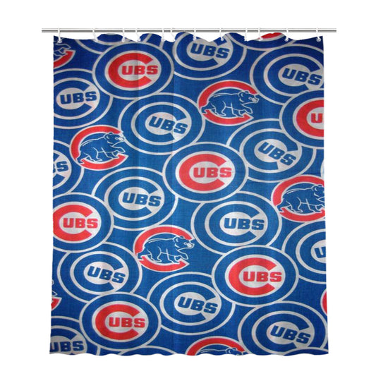 Chicago Cubs Full Pattern Bathroom Shower Curtain Fabric Waterproof | 66 X 72 Inch