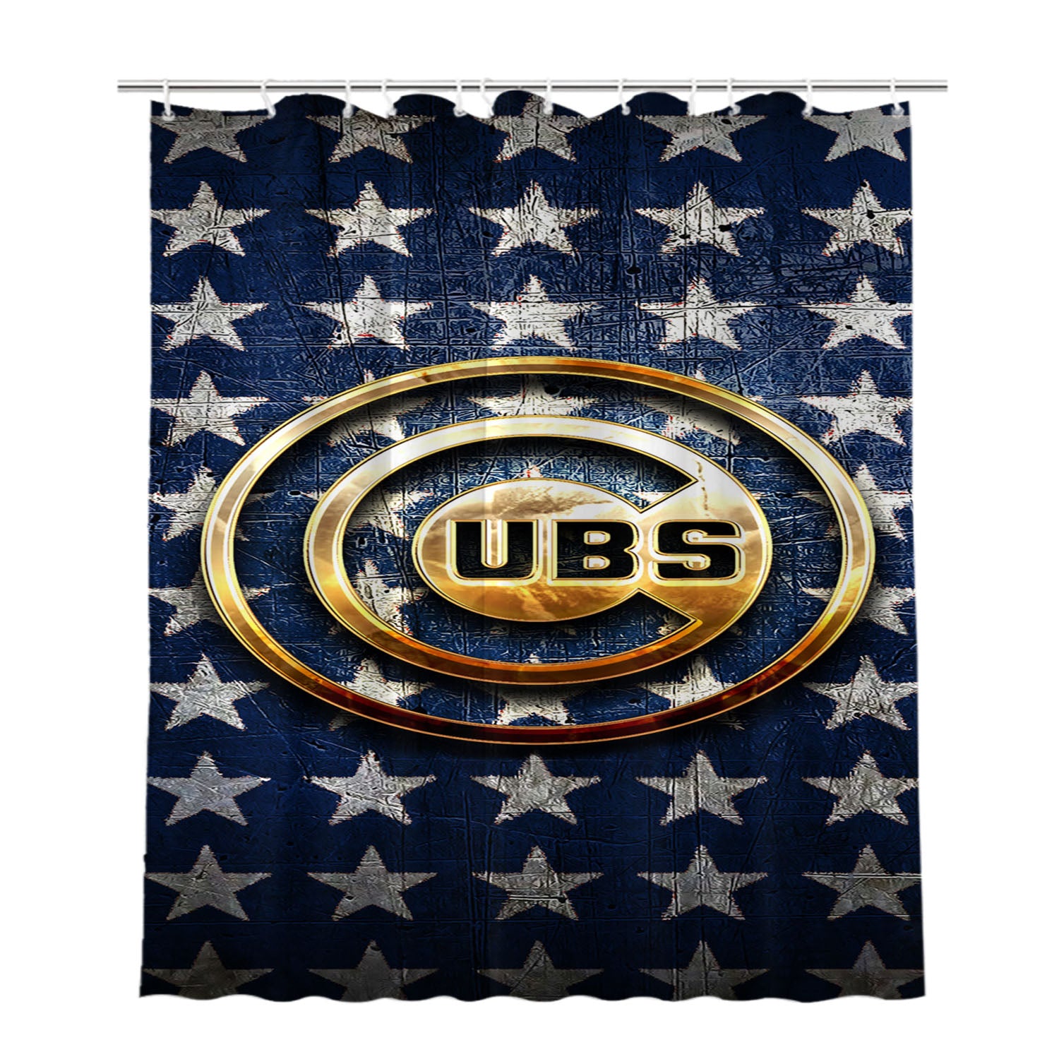 Chicago Cubs Golden Logo Usa Bathroom Shower Curtain Fabric Waterproof | 66 X 72 Inch
