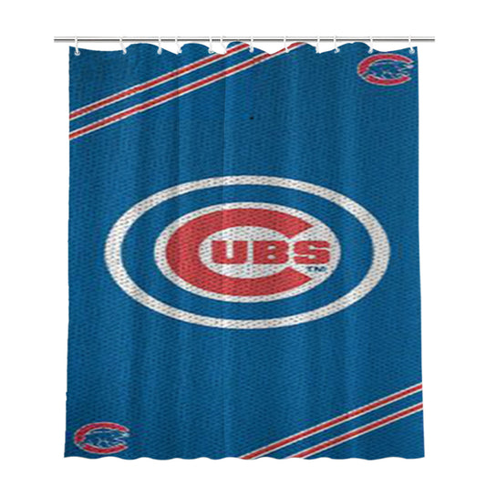 Chicago Cubs Logo Bathroom Shower Curtain Fabric Waterproof | 66 X 72 Inch