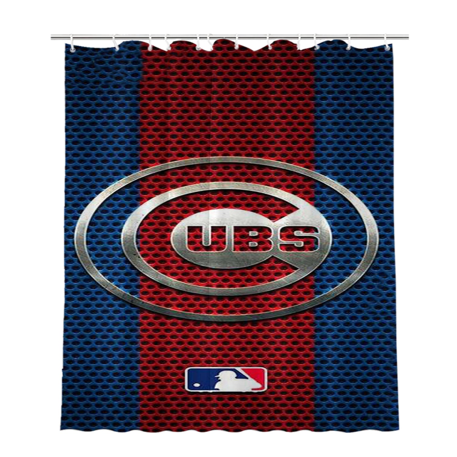 Chicago Cubs Metal Logo Bathroom Shower Curtain Fabric Waterproof | 66 X 72 Inch