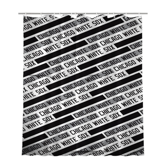 Chicago White Sox Black White Pattern Bathroom Shower Curtain Fabric Waterproof