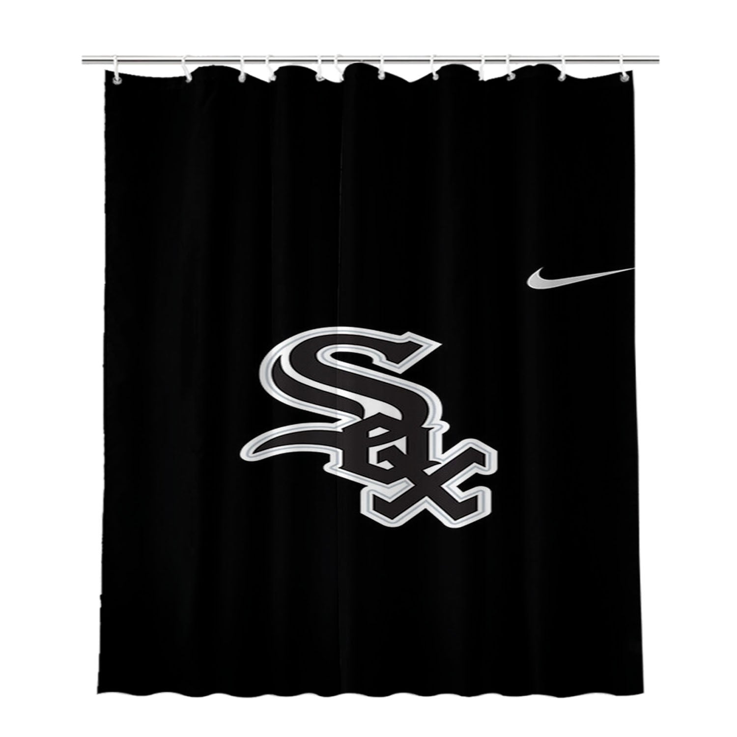 Chicago White Sox Nike Logo Bathroom Shower Curtain Fabric Waterproof | 66 X 72 Inch