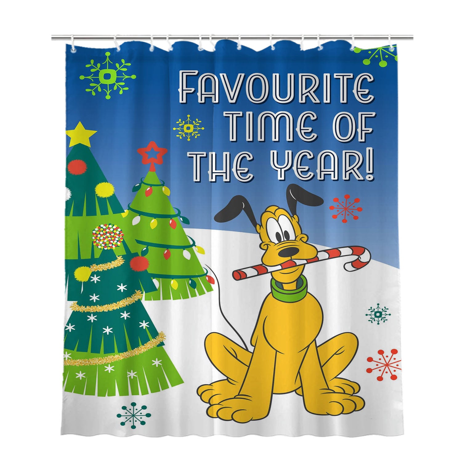 Christmas Bone Pluto Bathroom Shower Curtain Fabric Waterproof | 66 X 72 Inch