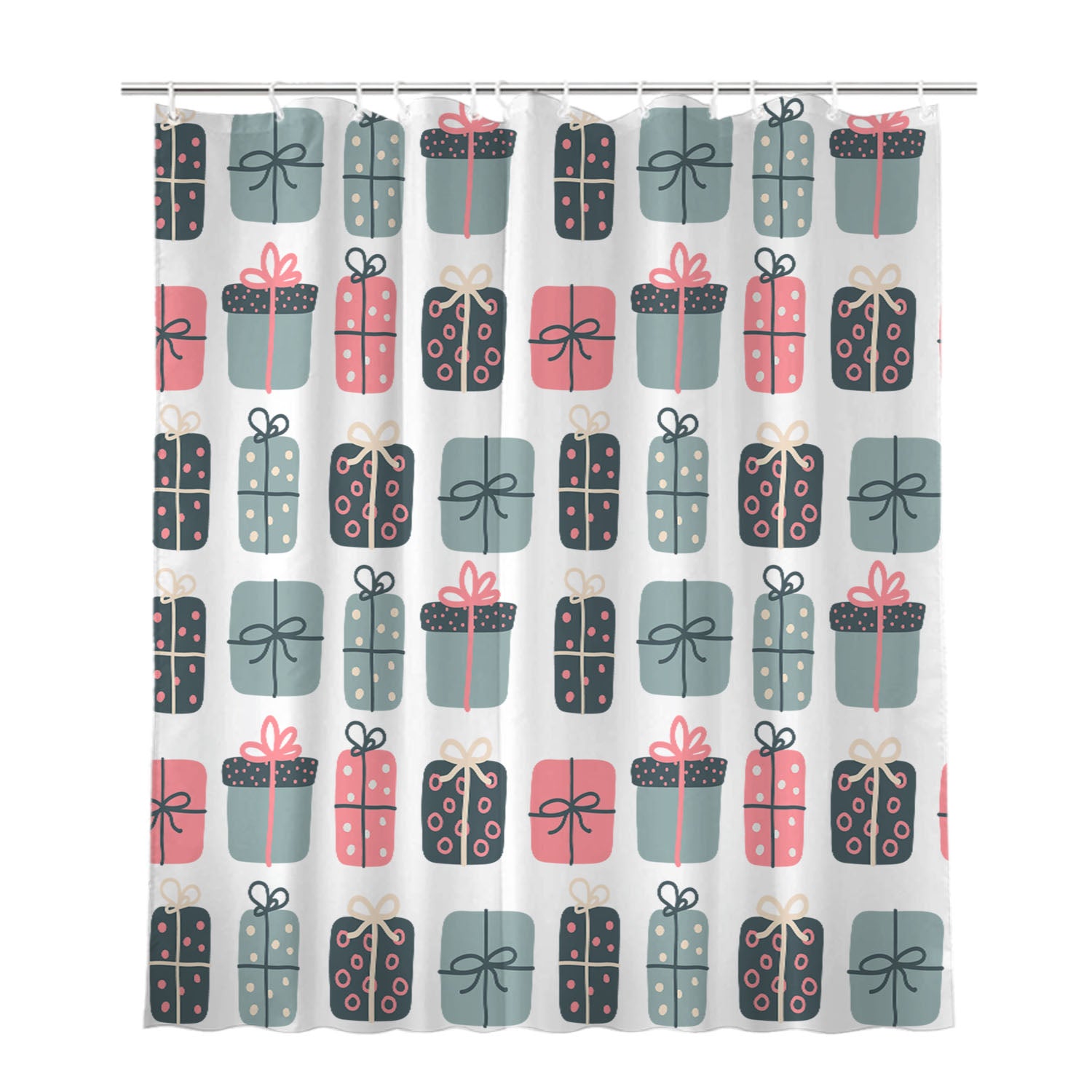 Christmas Patterns Set 02 Bathroom Shower Curtain Fabric Waterproof | 66 X 72 Inch
