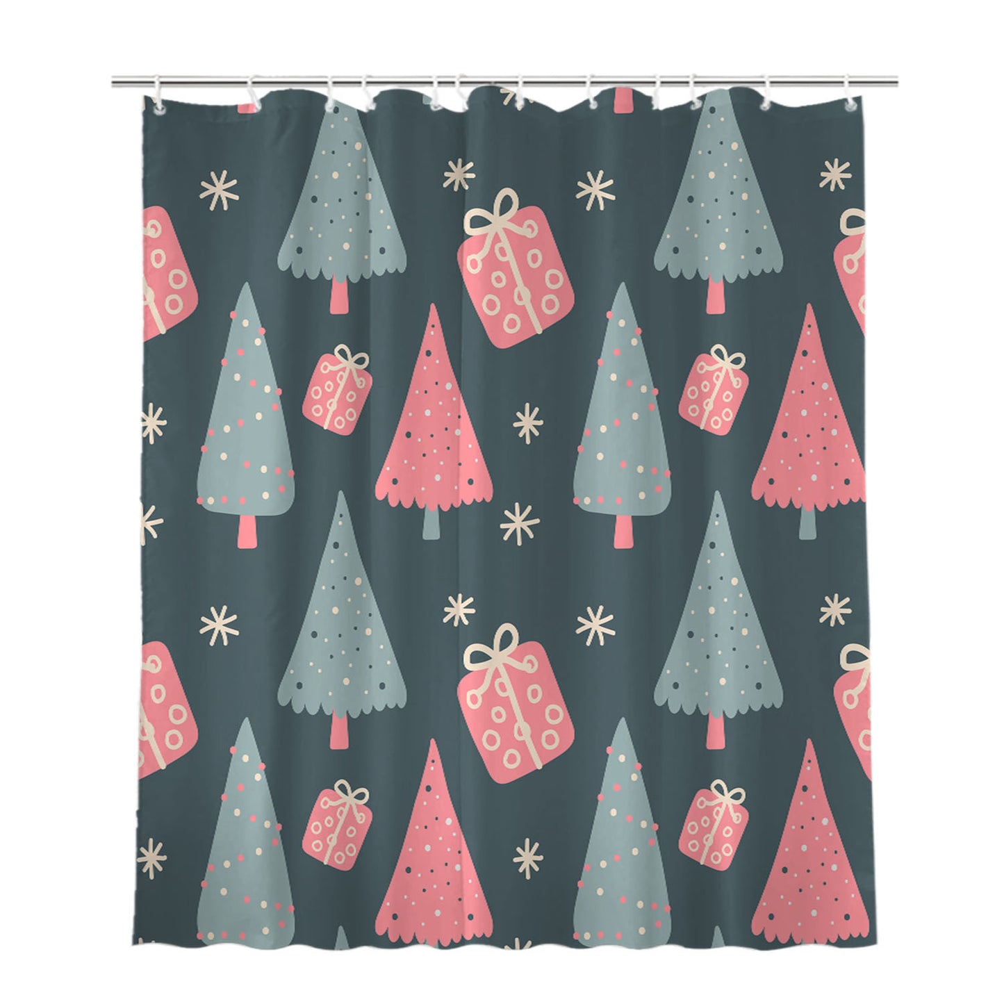 Christmas Patterns Set 03 Bathroom Shower Curtain Fabric Waterproof | 66 X 72 Inch