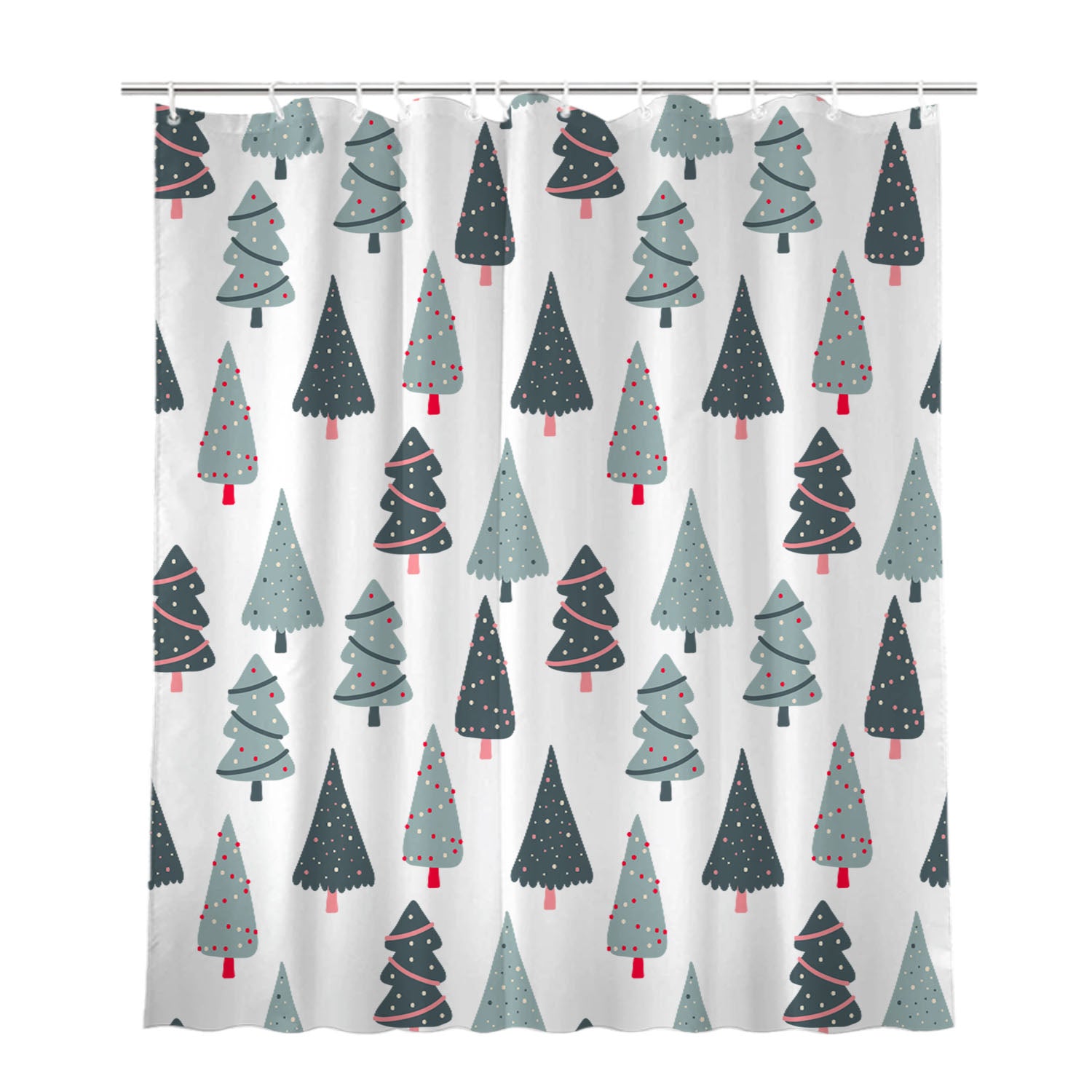 Christmas Patterns Set 04 Bathroom Shower Curtain Fabric Waterproof | 66 X 72 Inch