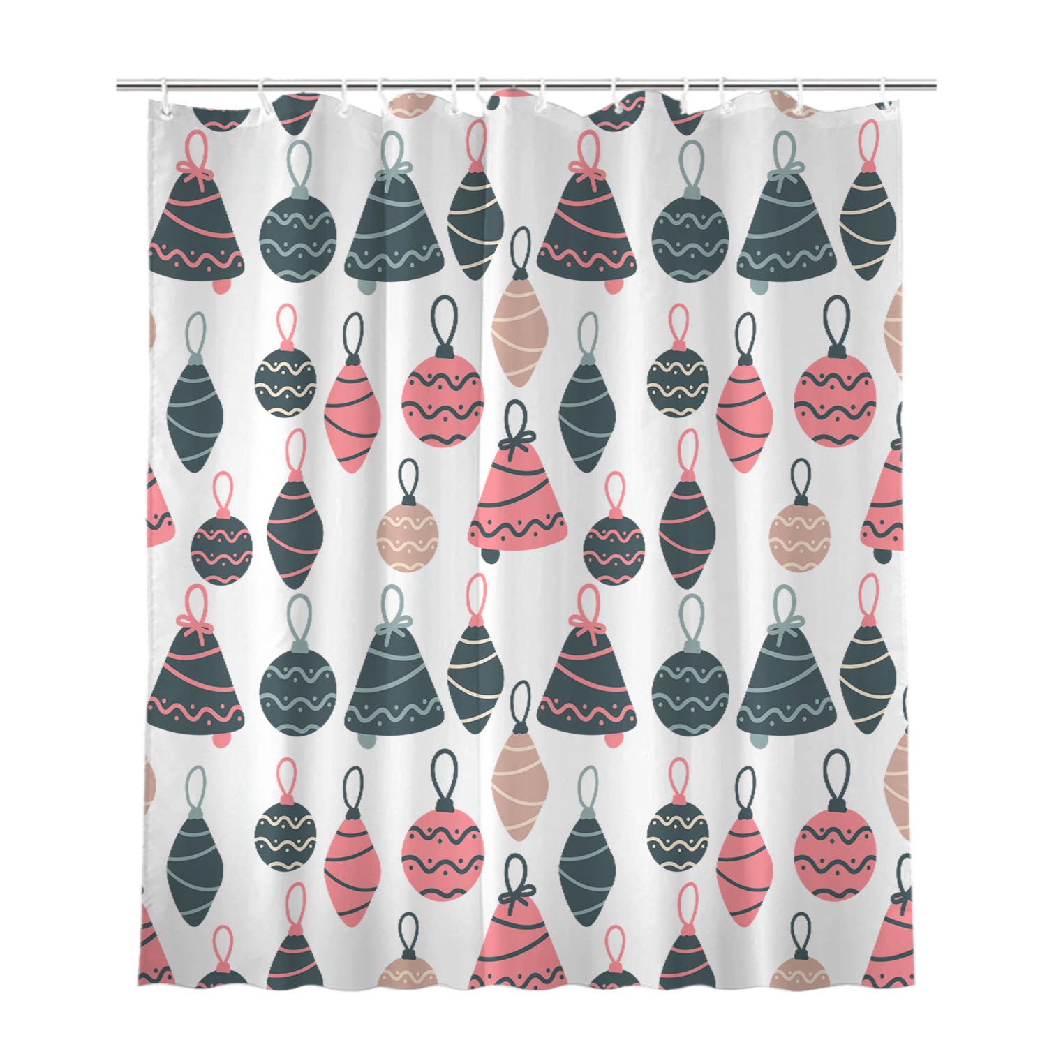 Christmas Patterns Set 06 Bathroom Shower Curtain Fabric Waterproof | 66 X 72 Inch
