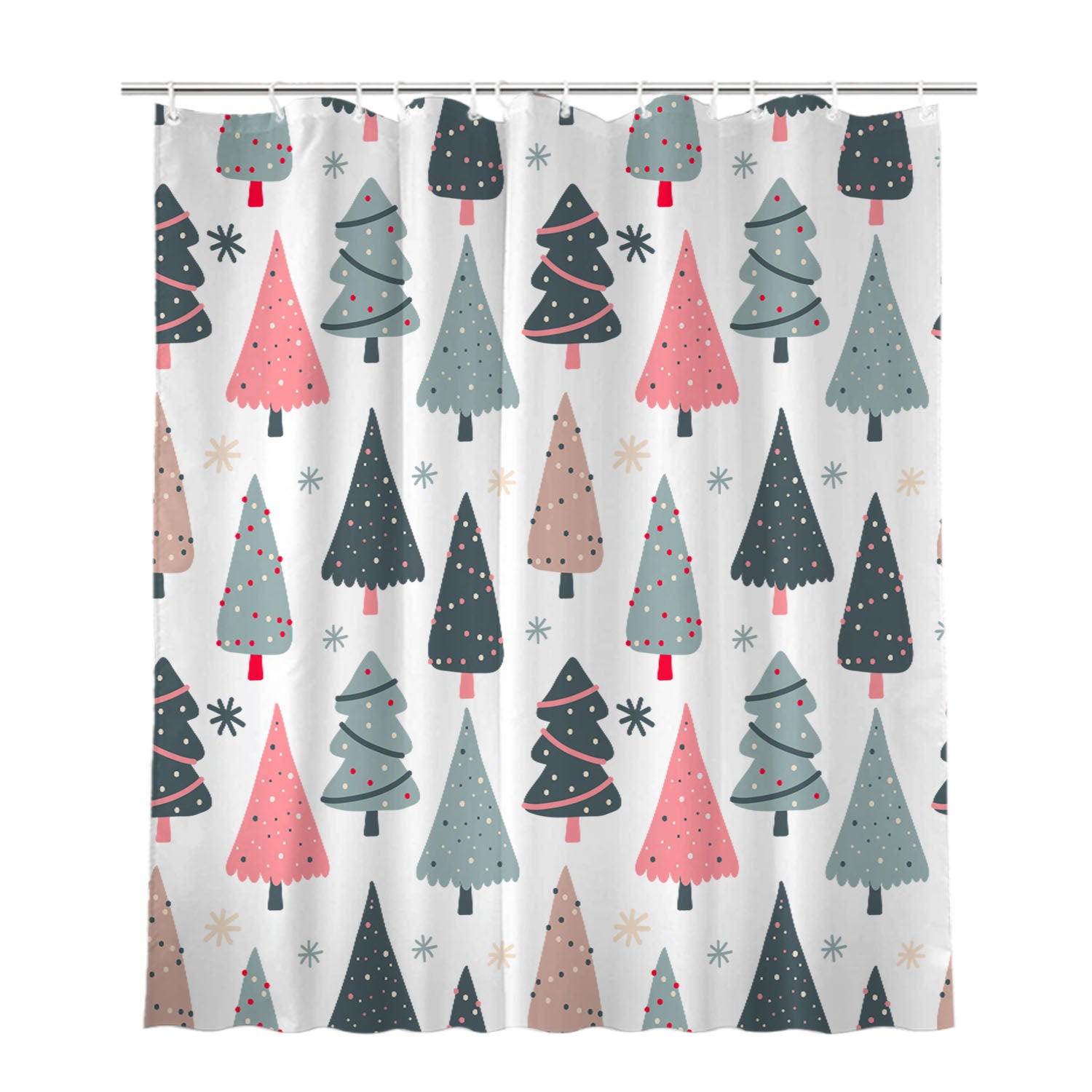 Christmas Patterns Set 08 Bathroom Shower Curtain Fabric Waterproof | 66 X 72 Inch