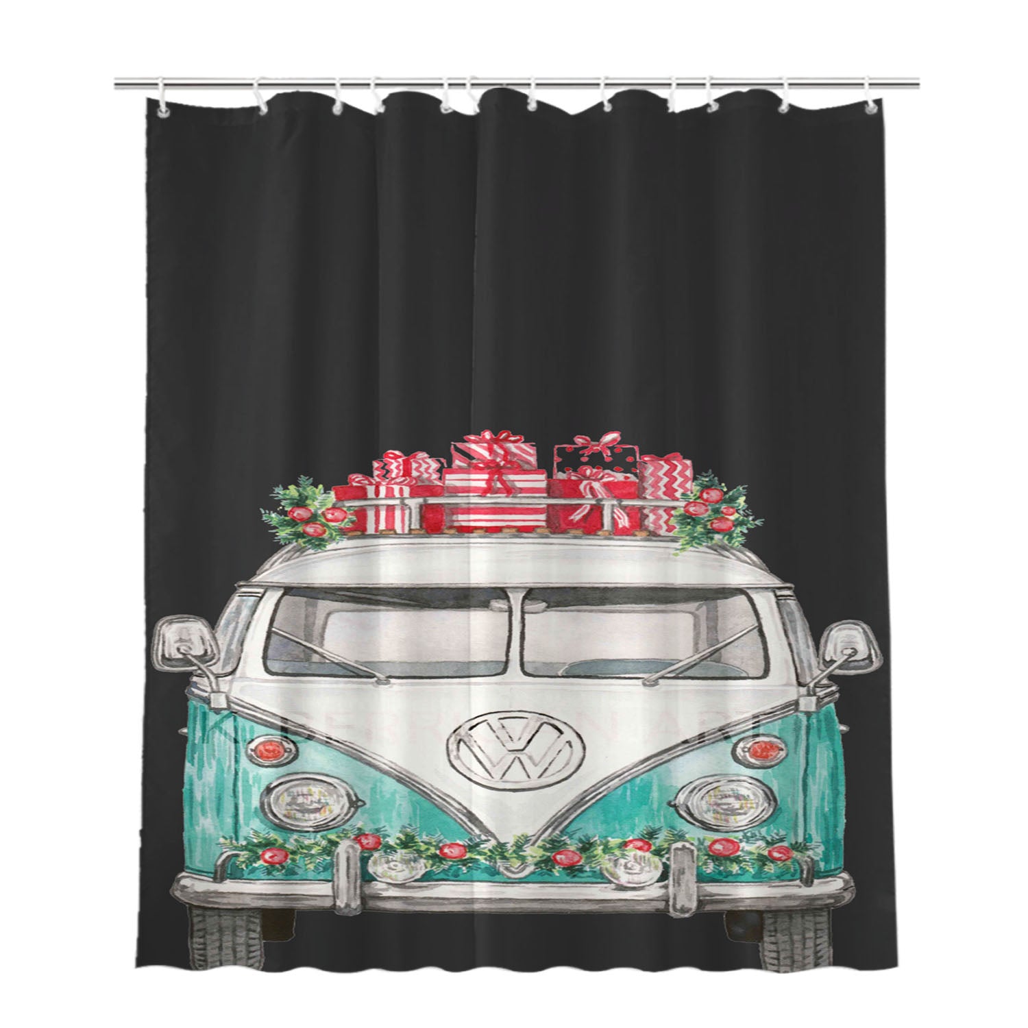 Christmas Vw Bathroom Shower Curtain Fabric Waterproof | 66 X 72 Inch