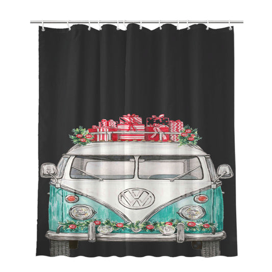 Personalized Christmas Vw Shower Curtain Farmhouse Bathroom Decor