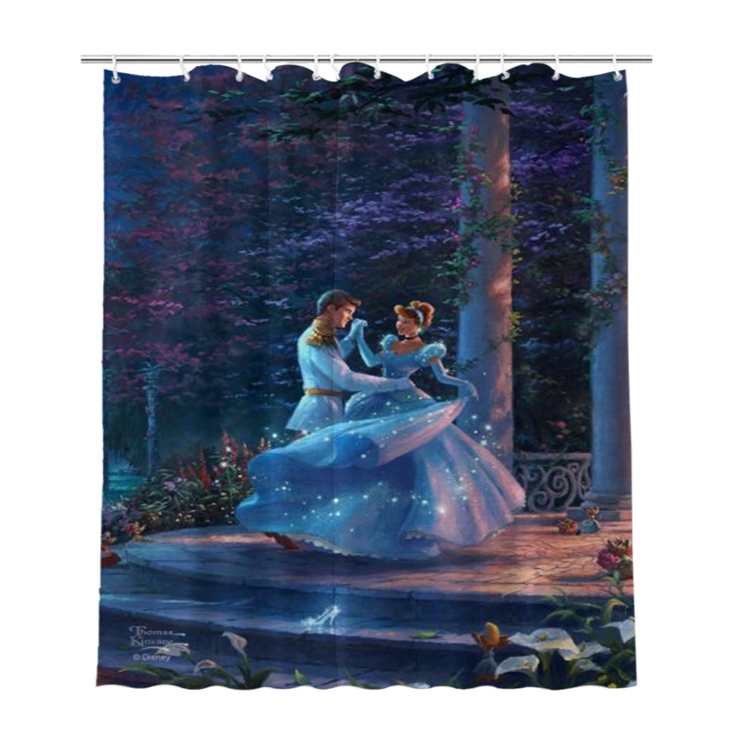 Cinderella Dancing In The Starlight Bathroom Shower Curtain Fabric Waterproof | 66 X 72 Inch