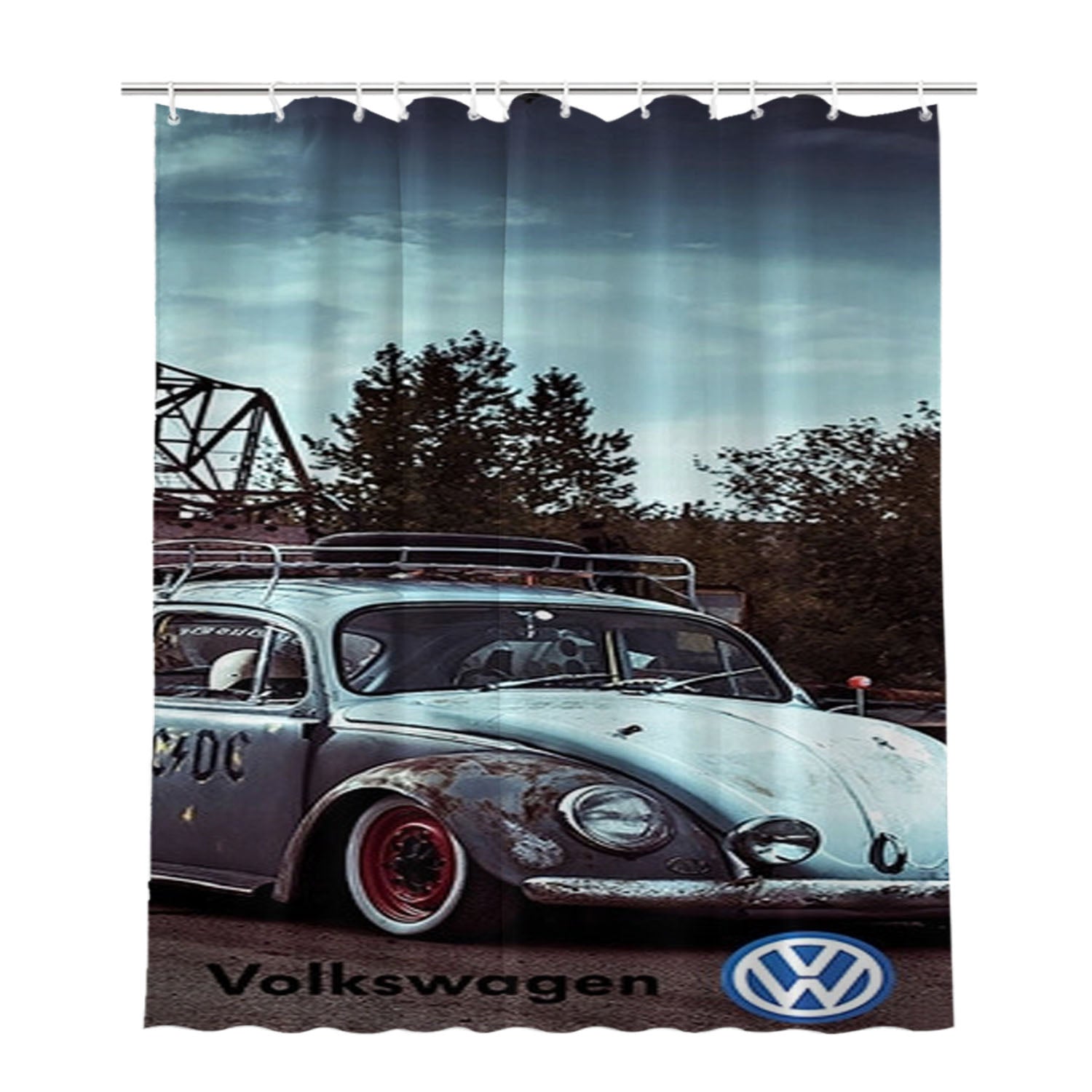 Classic Car Volkswagen Bathroom Shower Curtain Fabric Waterproof | 66 X 72 Inch