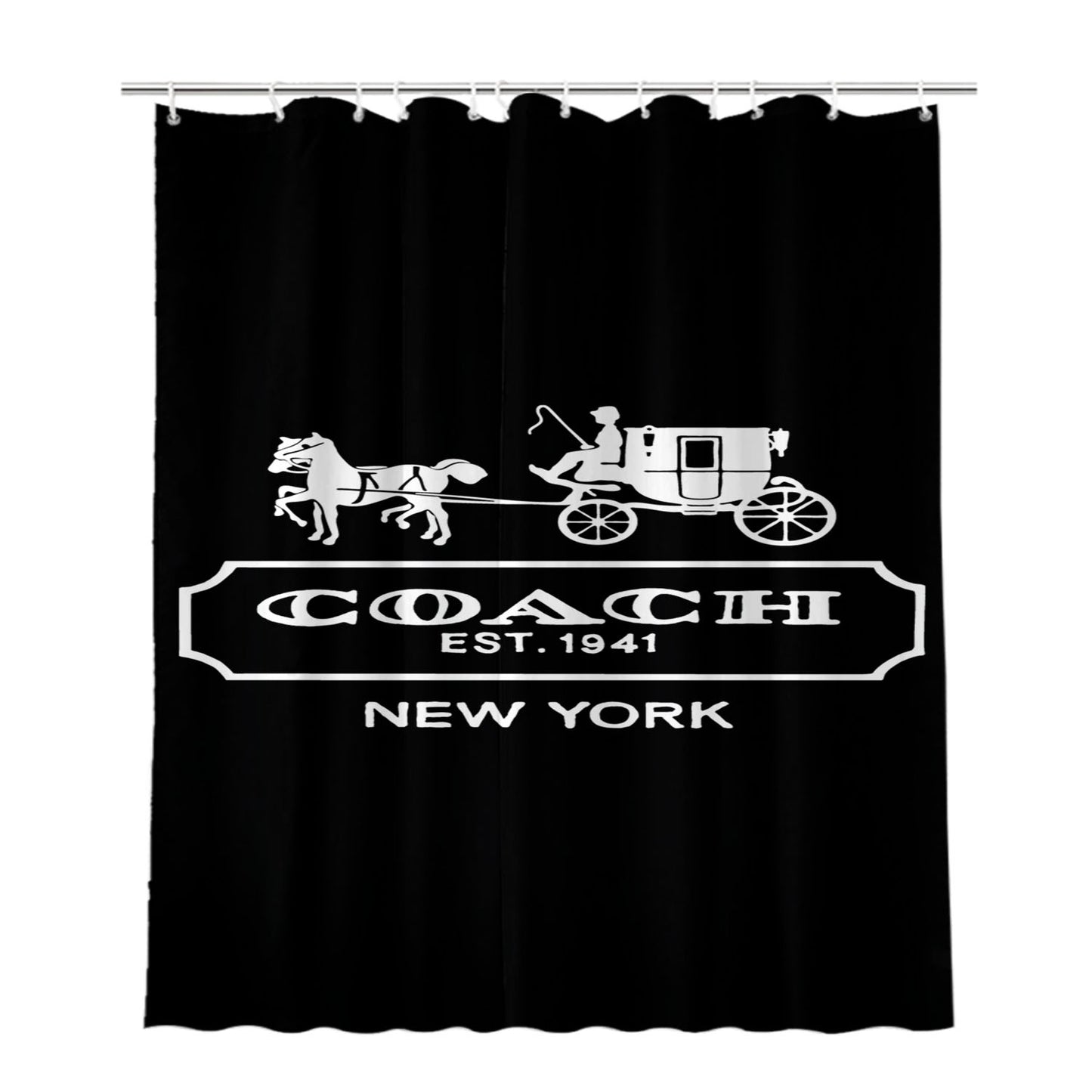 Coach Logo Bathroom Shower Curtain Fabric Waterproof | 66 X 72 Inch