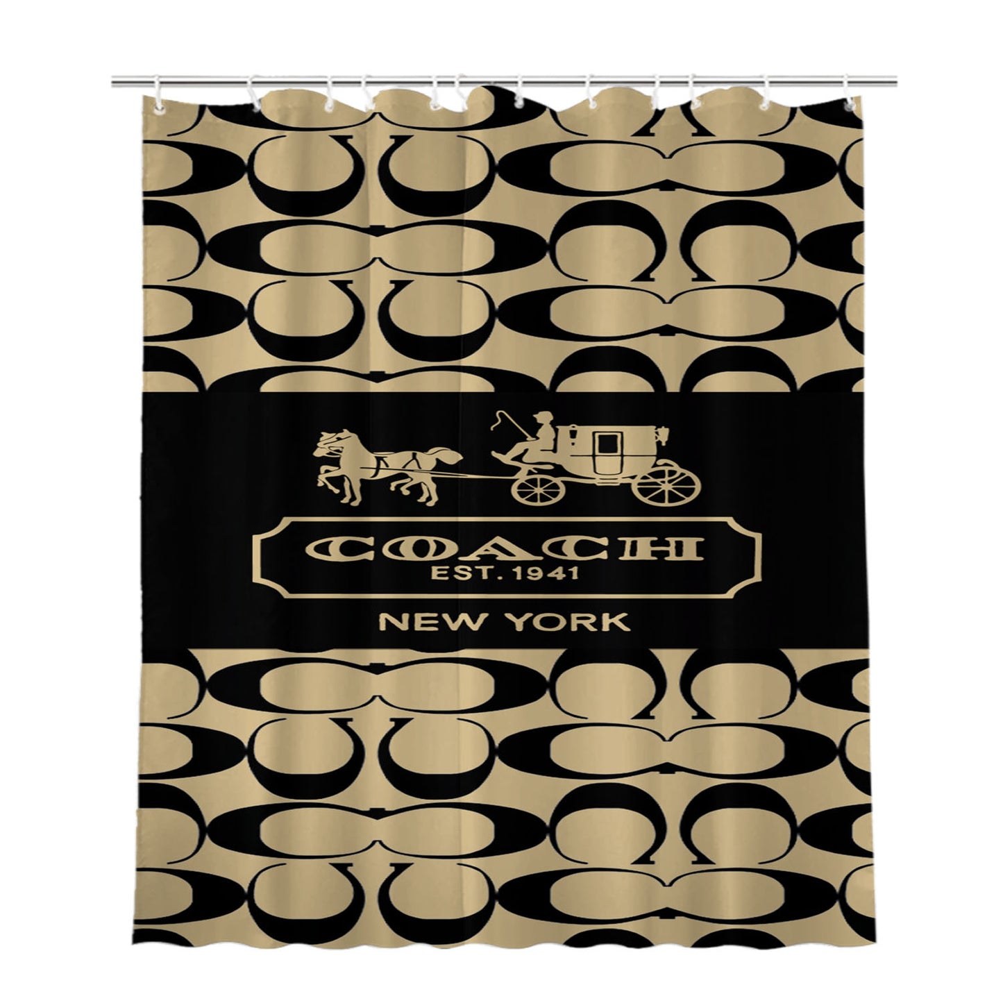 Coach Logo Wallpaper Bathroom Shower Curtain Fabric Waterproof | 66 X 72 Inch