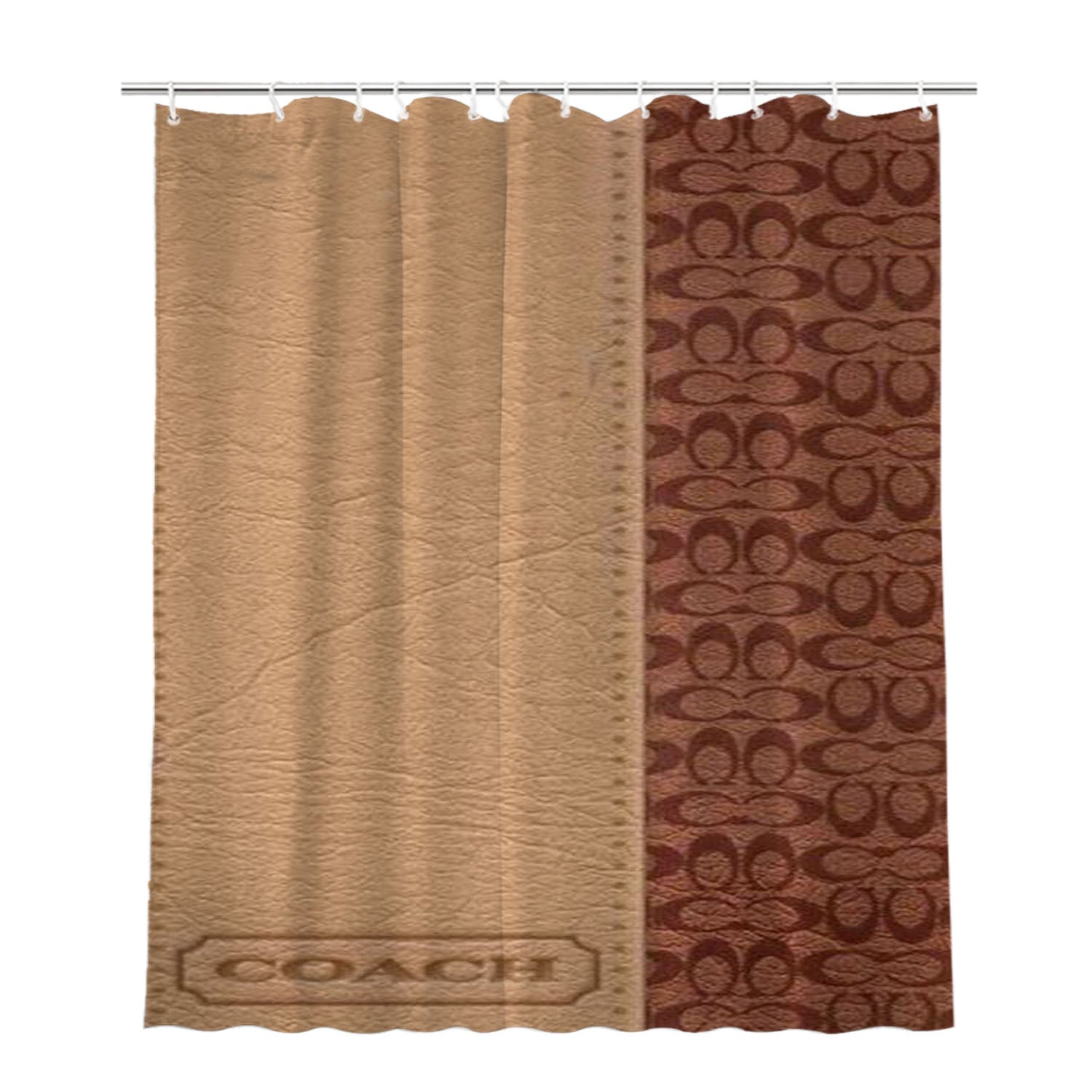 Coach New York Brown Leather Bathroom Shower Curtain Fabric Waterproof | 66 X 72 Inch