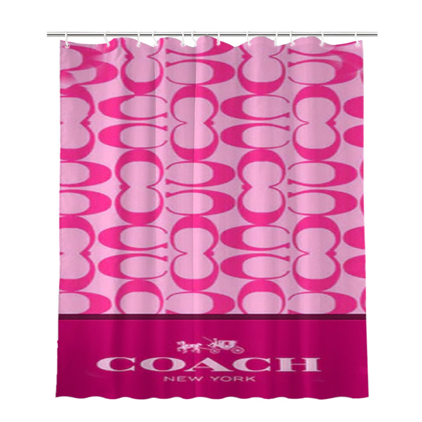 Coach New York Pink Pattern Bathroom Shower Curtain Fabric Waterproof | 66 X 72 Inch