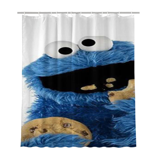 Cookie Monster Eating Cookies Bathroom Shower Curtain Fabric Waterproof
