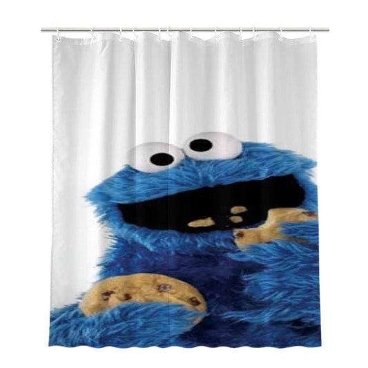 Cookie Monster Plain Wht Bathroom Shower Curtain Fabric Waterproof