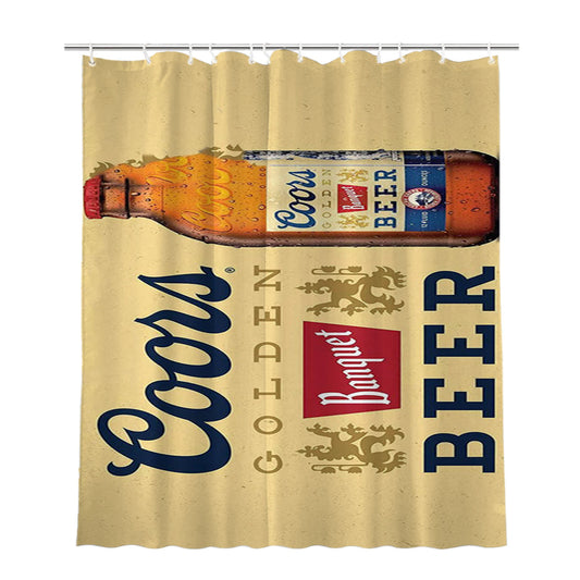 Coors Golden Banquet Beer Bathroom Shower Curtain Fabric Waterproof | 66 X 72 Inch
