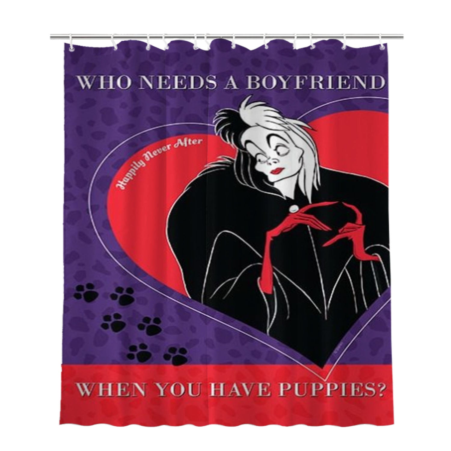 Cruella Who Needs A Boyfriend Bathroom Shower Curtain Fabric Waterproof | 66 X 72 Inch