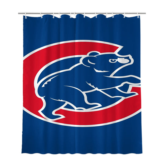 Cubs Chicago Bear Logo Bathroom Shower Curtain Fabric Waterproof | 66 X 72 Inch