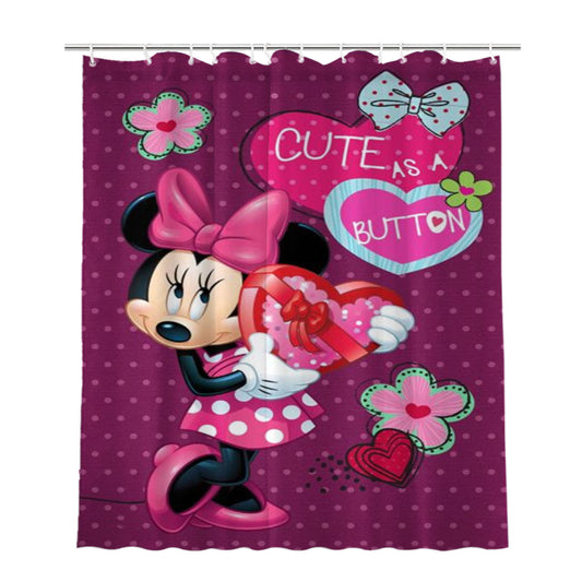 Cute As A Button Minnie Bathroom Shower Curtain Fabric Waterproof