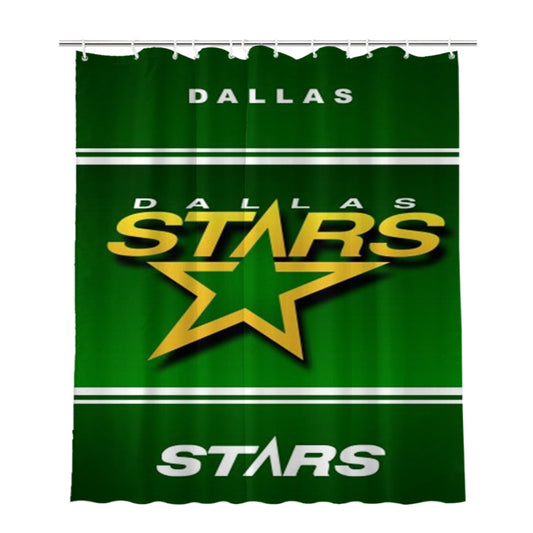 Dallas Stars Bathroom Shower Curtain Fabric Waterproof | 66 X 72 Inch