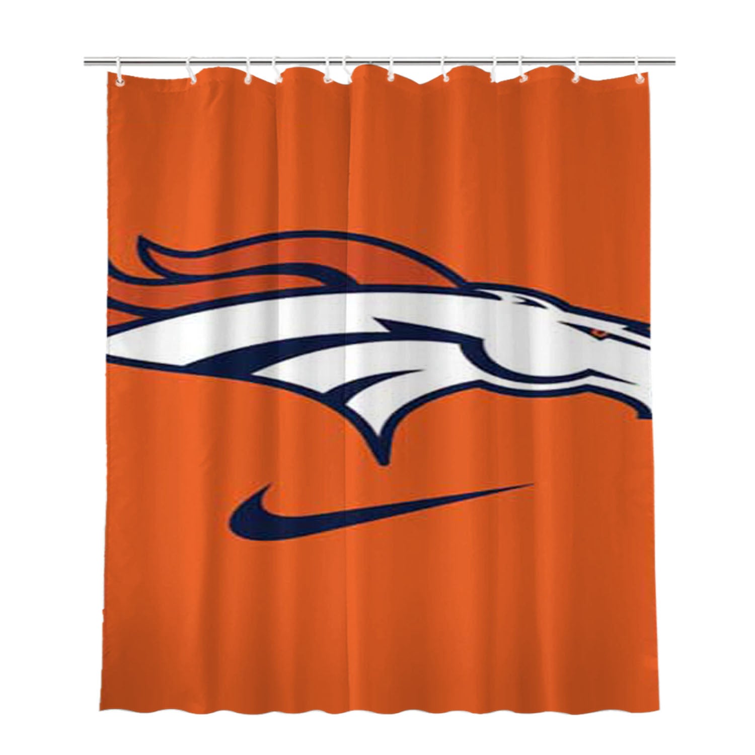 Denver Broncos Nike Logo Bathroom Shower Curtain Fabric Waterproof | 66 X 72 Inch