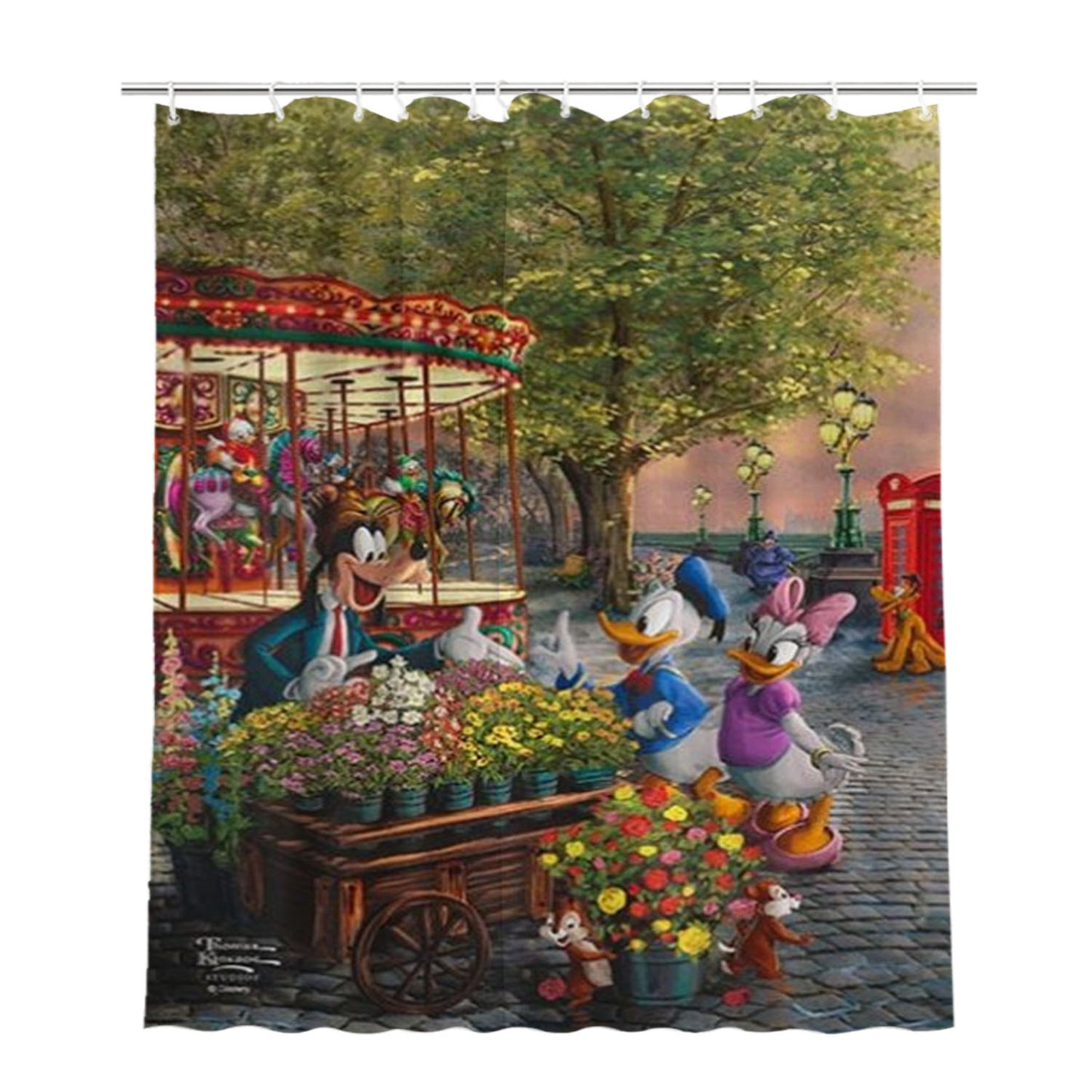 Disney Friends In London Bathroom Shower Curtain Fabric Waterproof | 66 X 72 Inch
