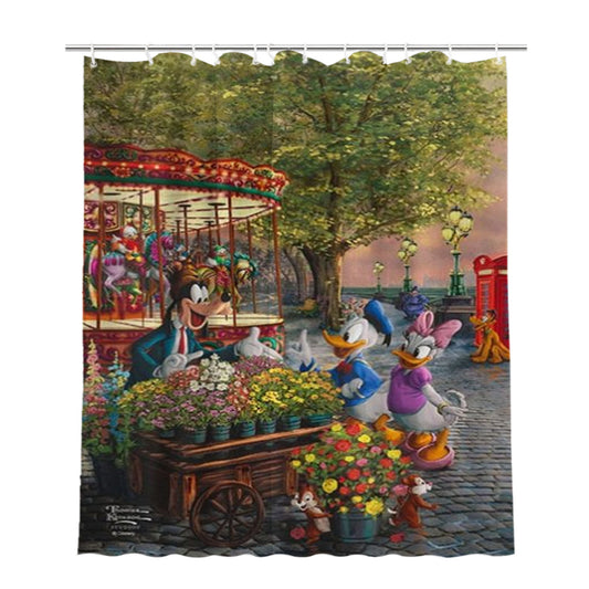 Personalized Disney Friends In London Shower Curtain Farmhouse Bathroom Decor