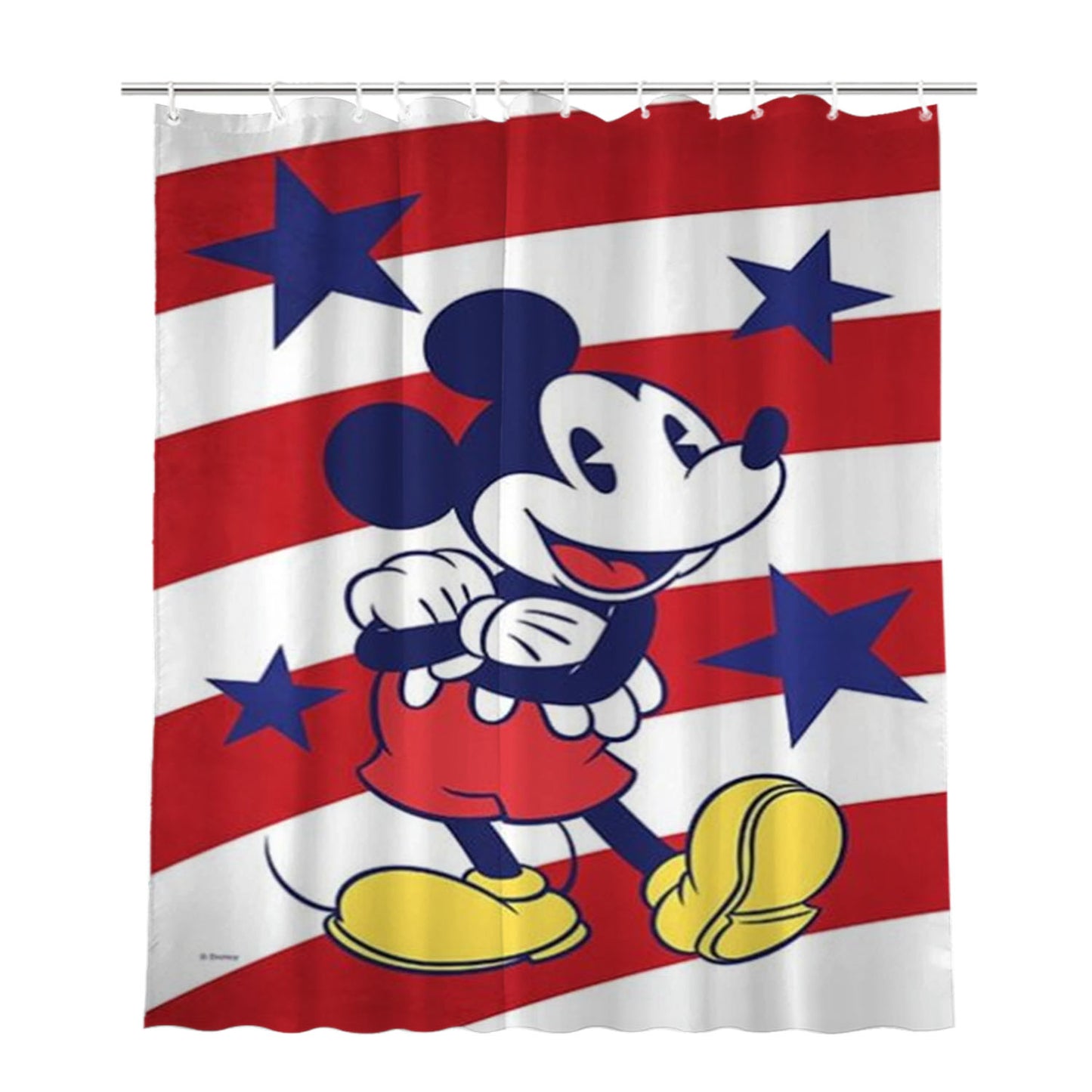 Disney Mickey Mouse Stars And Stripes Bathroom Shower Curtain Fabric Waterproof | 66 X 72 Inch