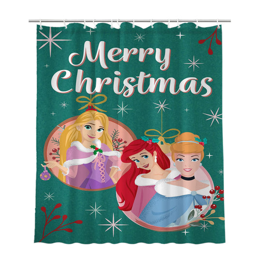 Personalized Disney Princess Christmas Ornaments Shower Curtain Farmhouse Bathroom Decor