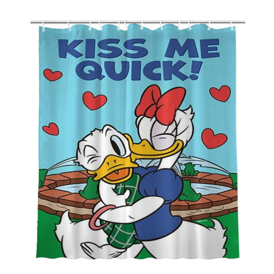 Personalized Donald & Daisy Kisses Shower Curtain Farmhouse Bathroom Decor