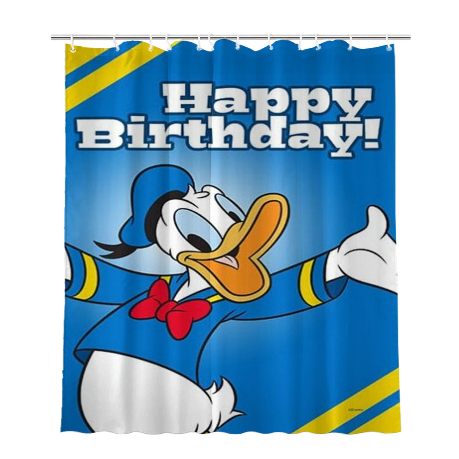 Donald Duck Happy Birthday Bathroom Shower Curtain Fabric Waterproof | 66 X 72 Inch
