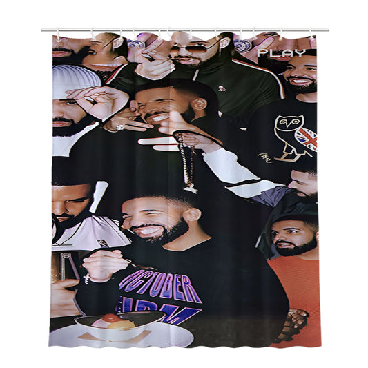 Drake Collage Bathroom Shower Curtain Fabric Waterproof