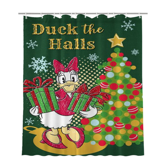 Personalized Duck The Halls Daisy Shower Curtain Farmhouse Bathroom Decor