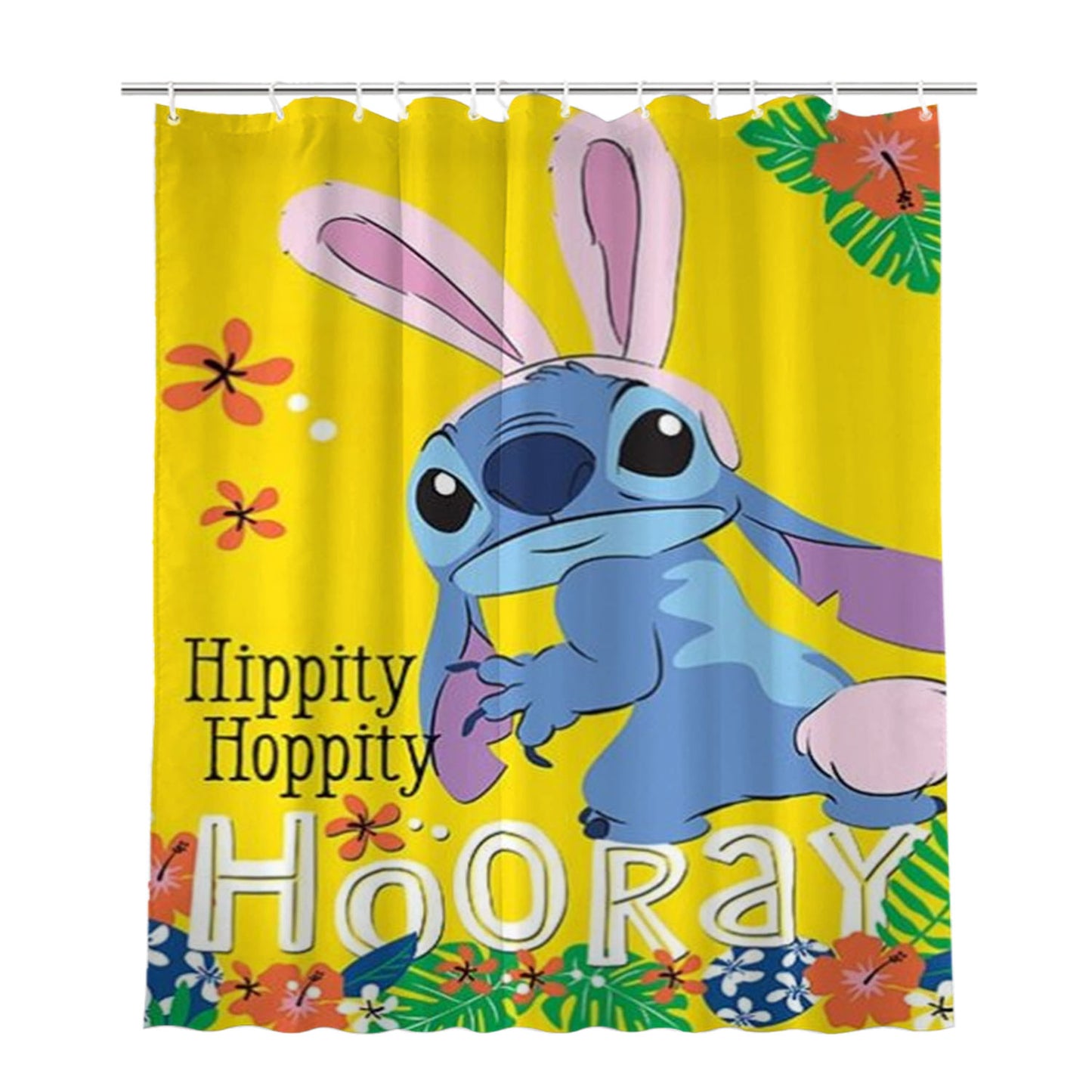 Easter Bunny Stitch Bathroom Shower Curtain Fabric Waterproof | 66 X 72 Inch