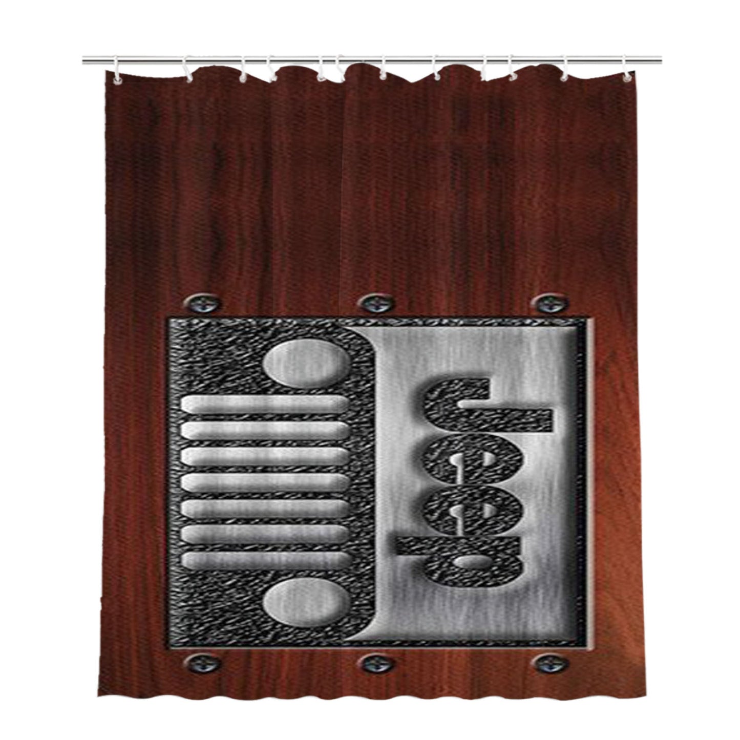 Embossed Steel Jeep Bathroom Shower Curtain Fabric Waterproof | 66 X 72 Inch
