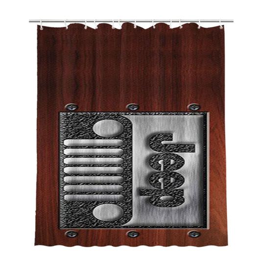 Personalized Embossed Steel Jeep Shower Curtain Farmhouse Bathroom Decor