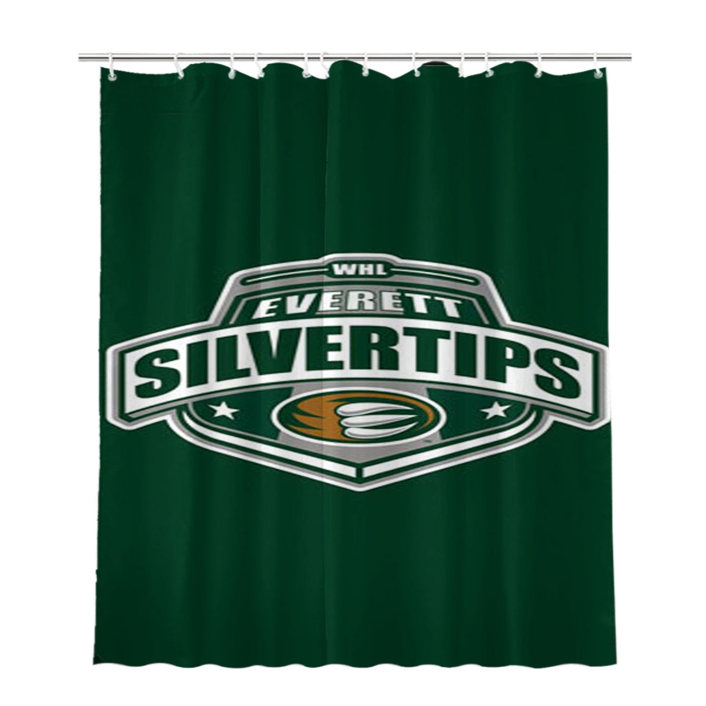 Everett Silvertips Logo Bathroom Shower Curtain Fabric Waterproof | 66 X 72 Inch