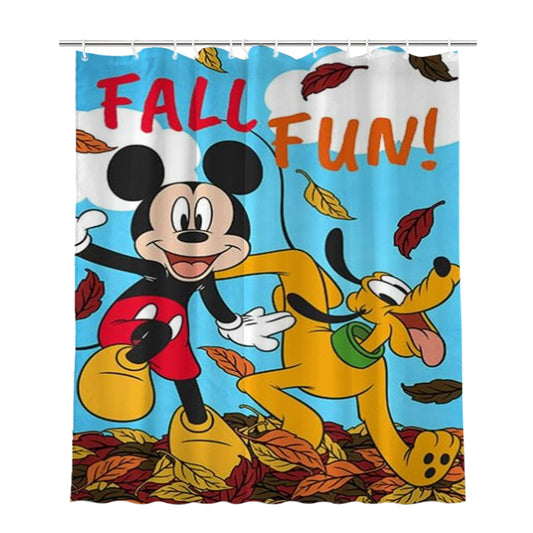 Personalized Fall Fun Mickey And Pluto Shower Curtain Farmhouse Bathroom Decor