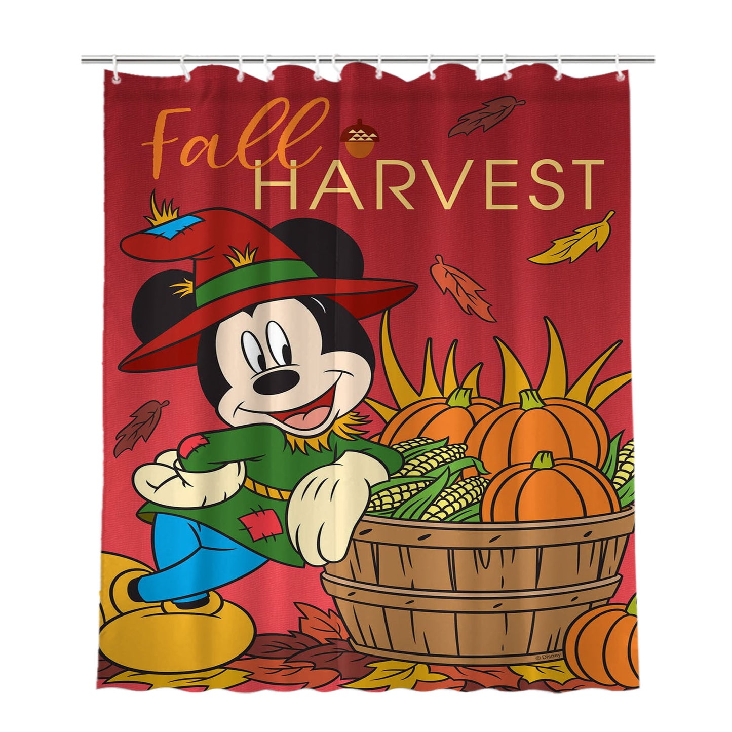Fall Harvest Mickey Bathroom Shower Curtain Fabric Waterproof | 66 X 72 Inch